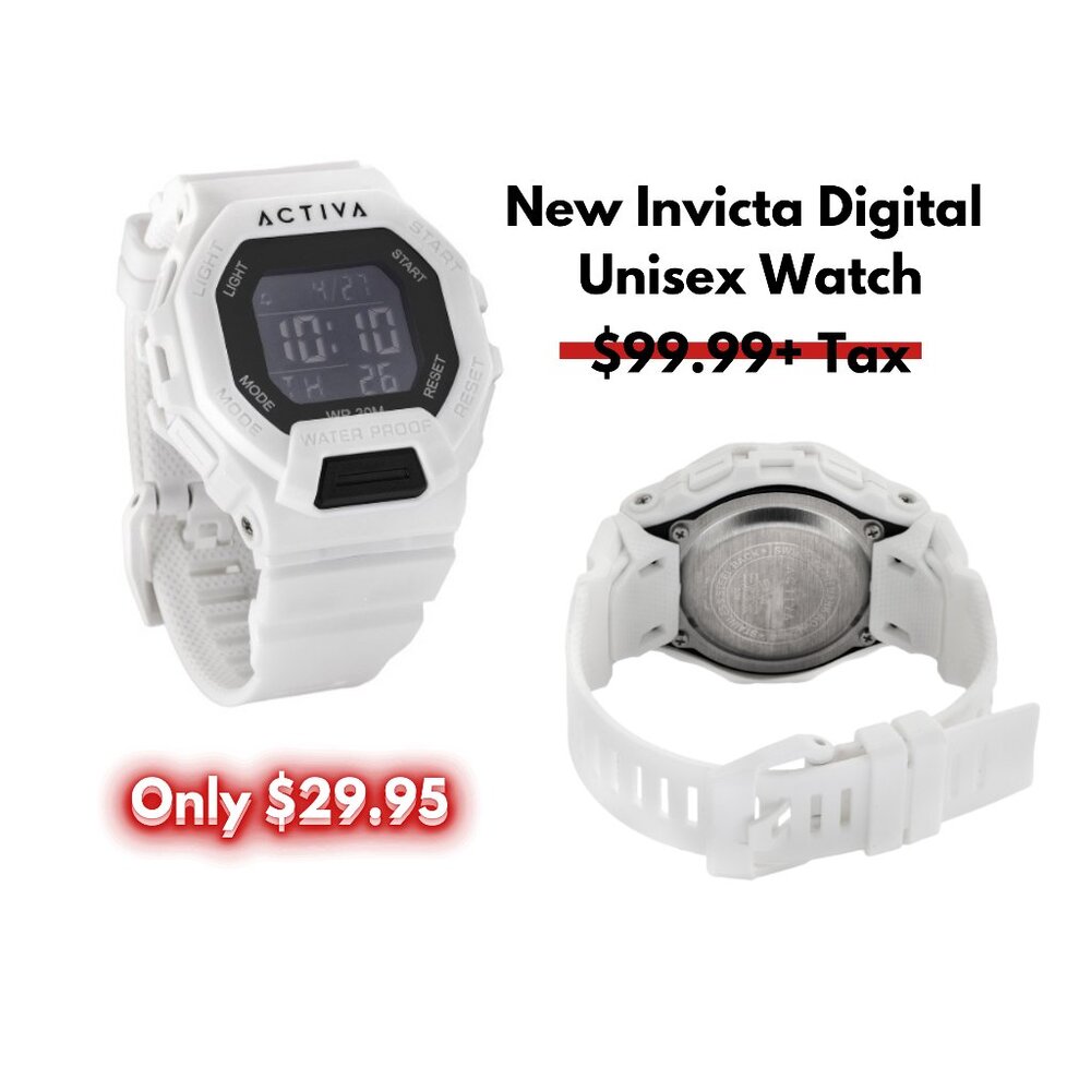 Mew authentic Activa X Invicta Digital Unisex Watch - 50mm, White